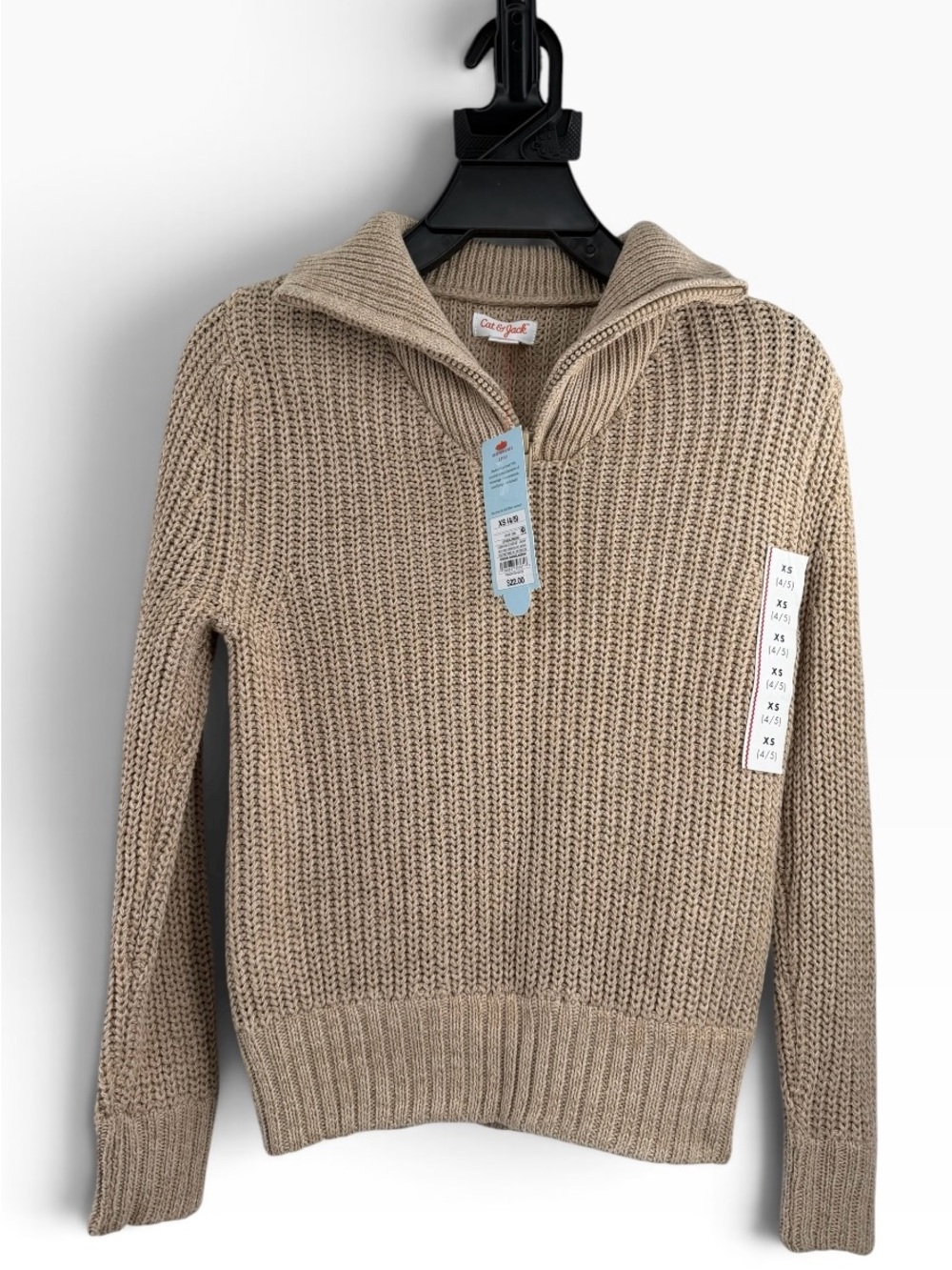 Kid’s Half-Zip Knit Sweater - Beige